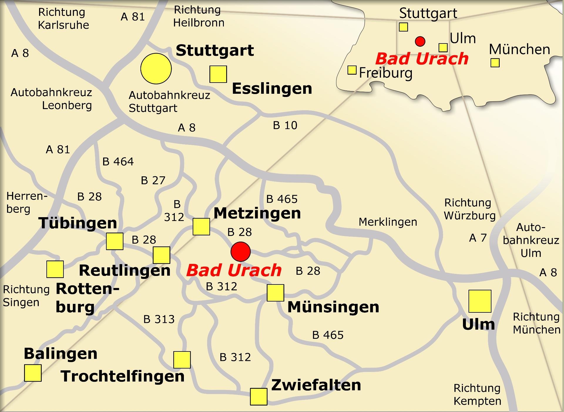 Lage von Bad Urach